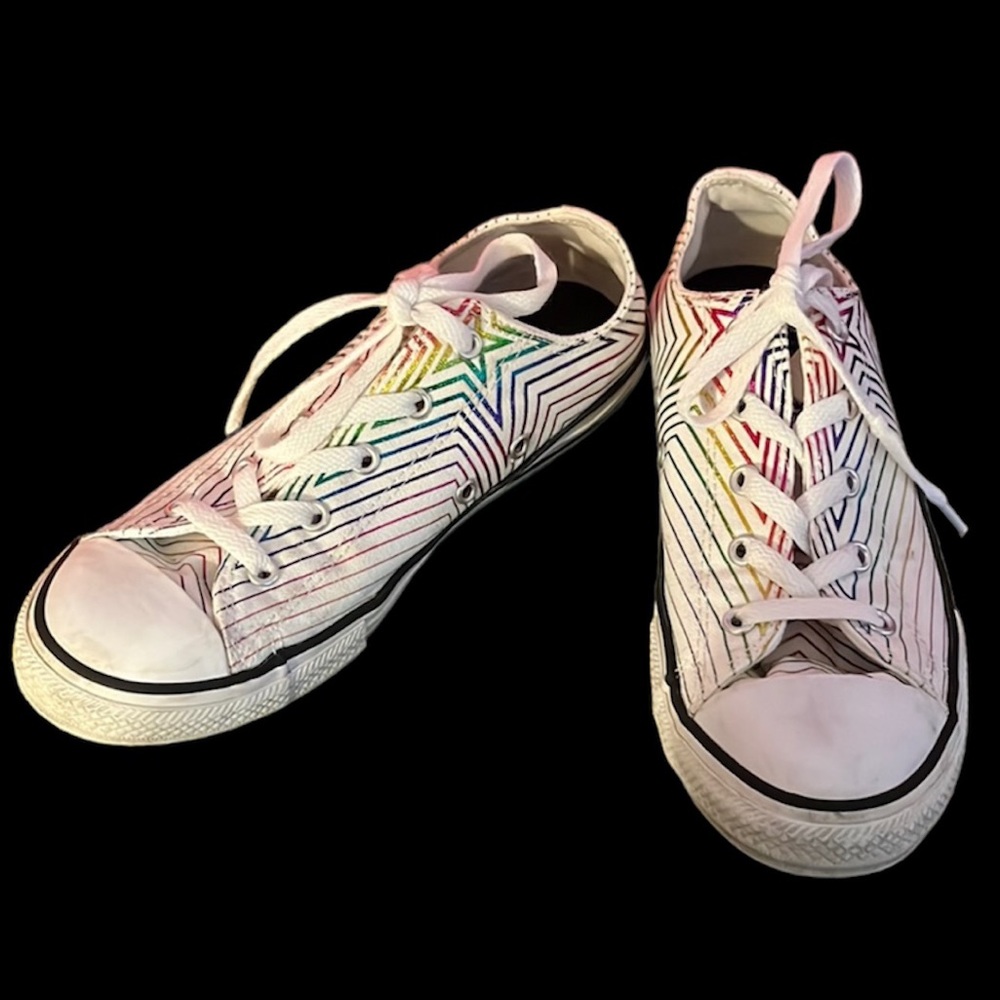 Converse Size 4 Rainbow Glitter Star Shoes